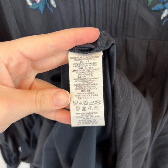 Free People Black Long Sleeve Dress with Floral Embroidery - Picture 7 of 9